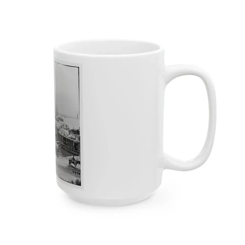 City Point, Va. View Of Waterfront With Federal Supply Boats (U.S. Civil War) White Coffee Mug - Go Mug Yourself