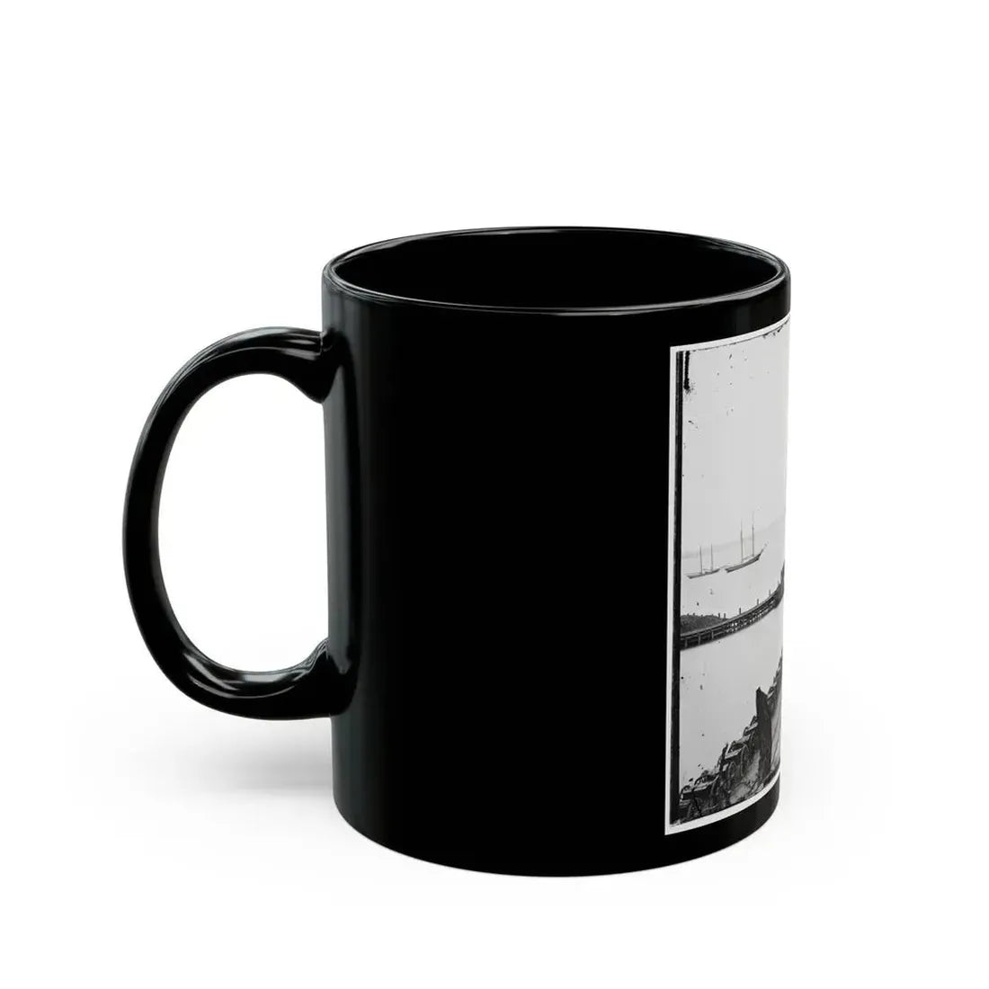 City Point, Va. Wharf, Federal Artillery, And Anchored Schooners (U.S. Civil War) Black Coffee Mug - Go Mug Yourself