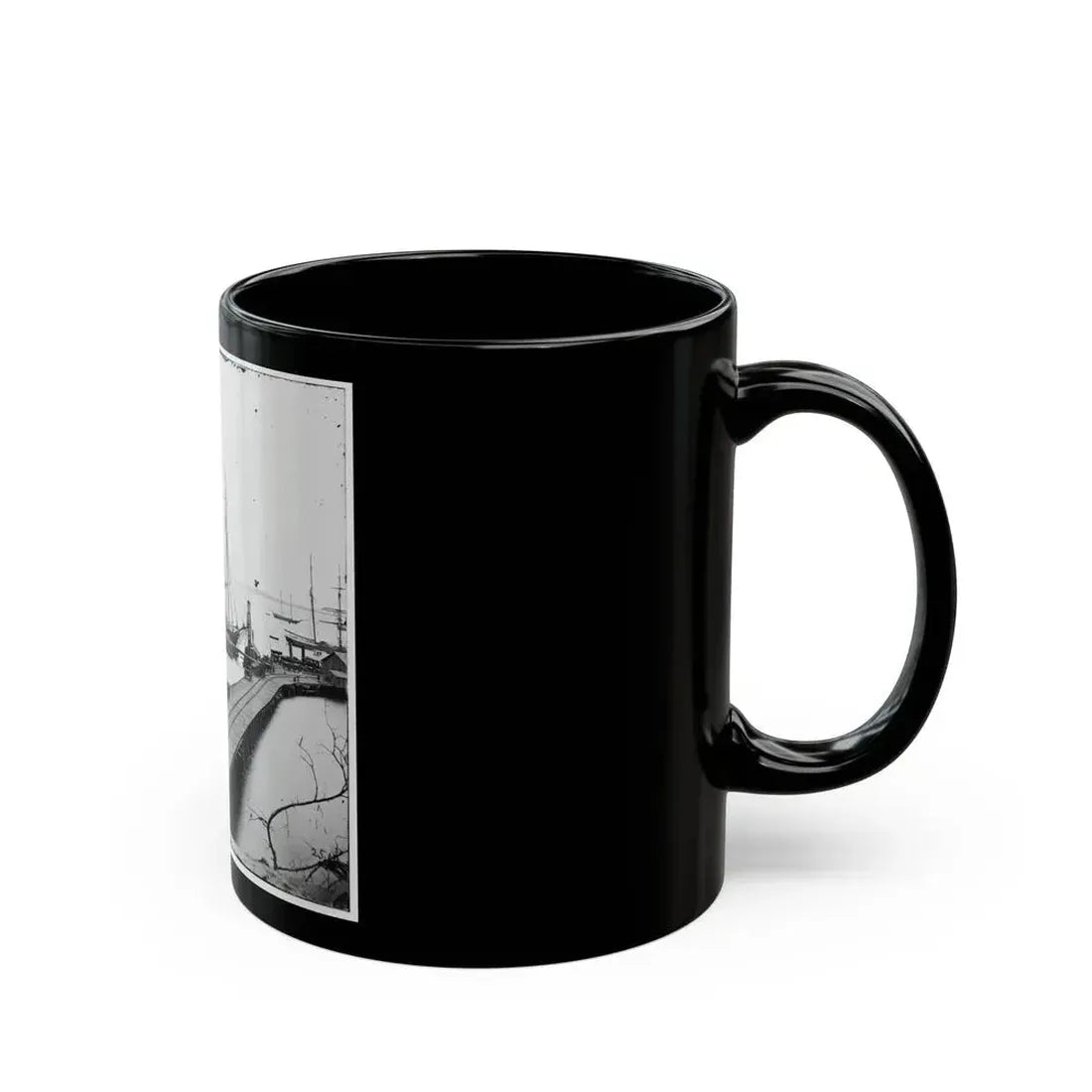 City Point, Va. Wharf, Federal Artillery, And Anchored Schooners (U.S. Civil War) Black Coffee Mug - Go Mug Yourself