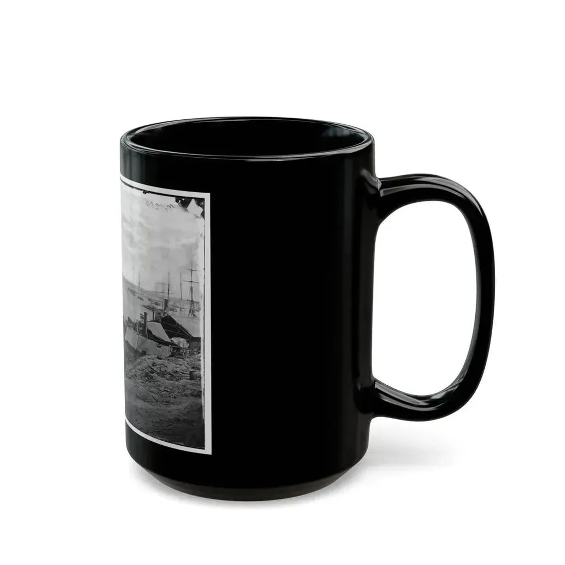 City Point, Va. Wharves After The Explosion Of Ordnance Barges On August 4, 1864 (U.S. Civil War) Black Coffee Mug - Go Mug Yourself