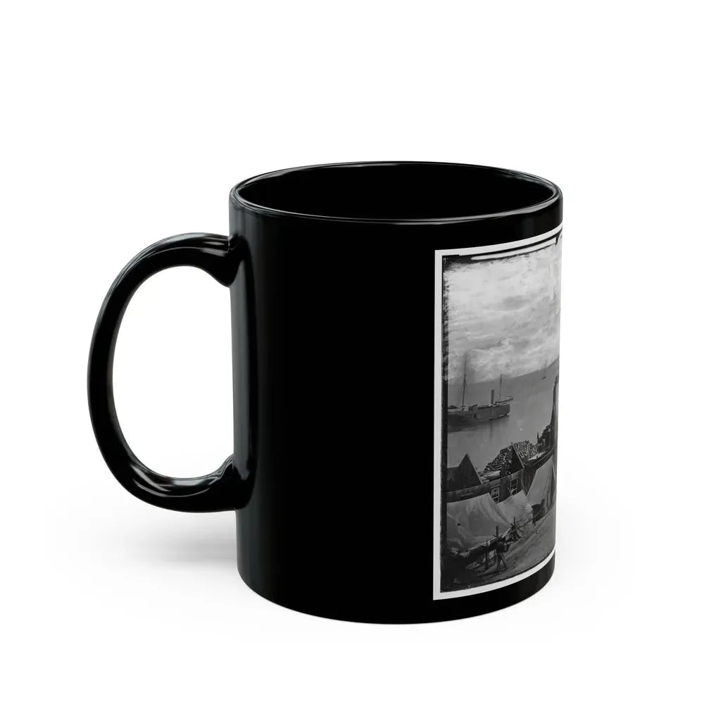 City Point, Va. Wharves After The Explosion Of Ordnance Barges On August 4, 1864 (U.S. Civil War) Black Coffee Mug - Go Mug Yourself
