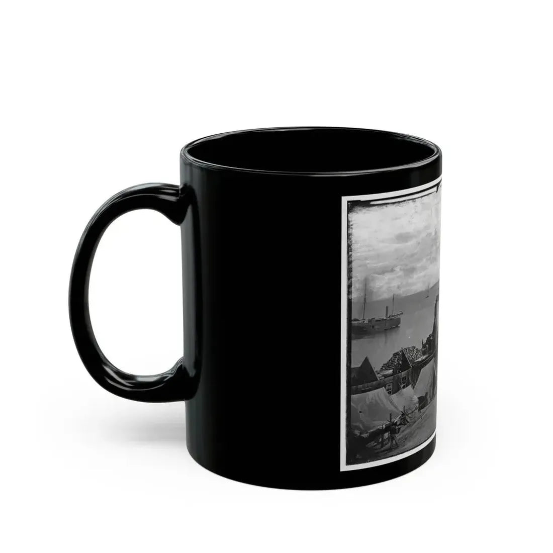 City Point, Va. Wharves After The Explosion Of Ordnance Barges On August 4, 1864 (U.S. Civil War) Black Coffee Mug - Go Mug Yourself