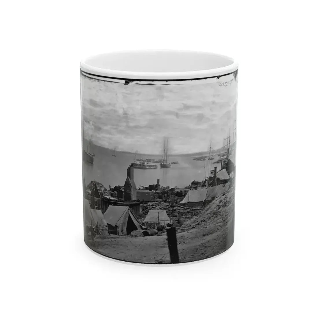 City Point, Va. Wharves After The Explosion Of Ordnance Barges On August 4, 1864 (U.S. Civil War) White Coffee Mug 11oz - Go Mug Yourself