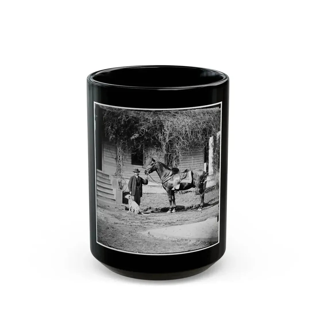 City Point, Virginia. Gen. Rufus Ingalls' Horse And Dog (U.S. Civil War) Black Coffee Mug 15oz - Go Mug Yourself