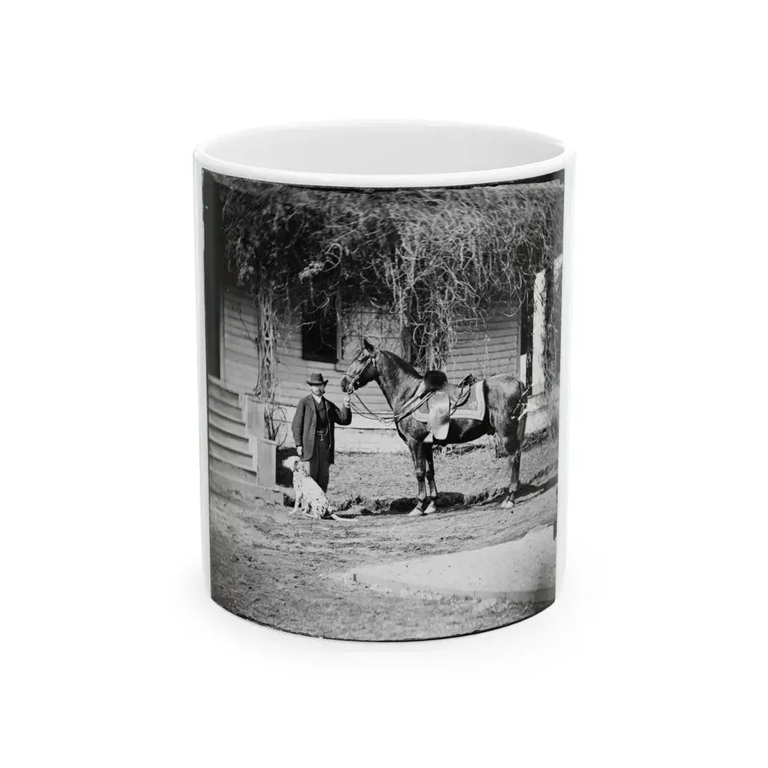 City Point, Virginia. Gen. Rufus Ingalls' Horse And Dog (U.S. Civil War) White Coffee Mug 11oz - Go Mug Yourself