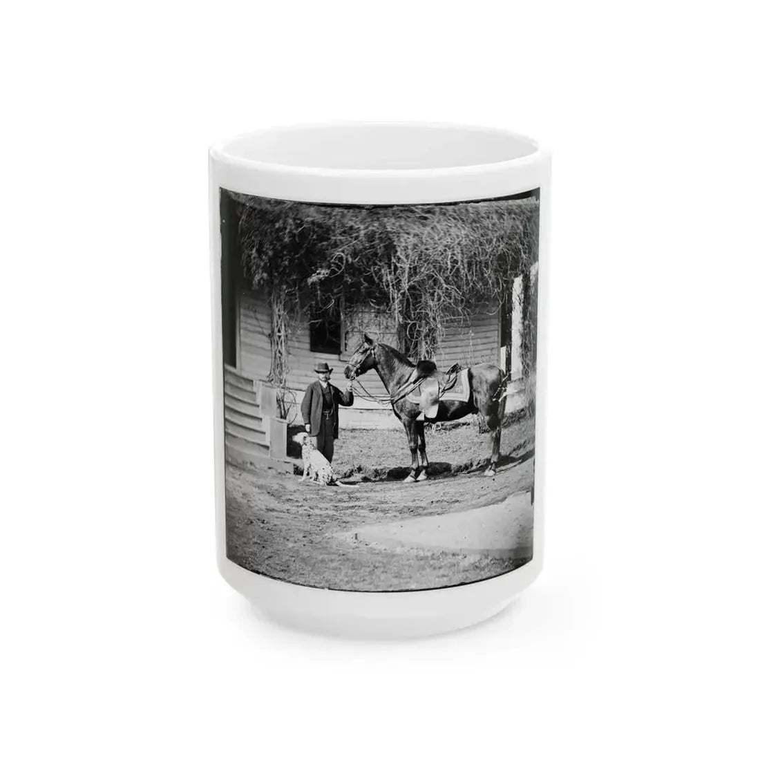 City Point, Virginia. Gen. Rufus Ingalls' Horse And Dog (U.S. Civil War) White Coffee Mug 15oz - Go Mug Yourself