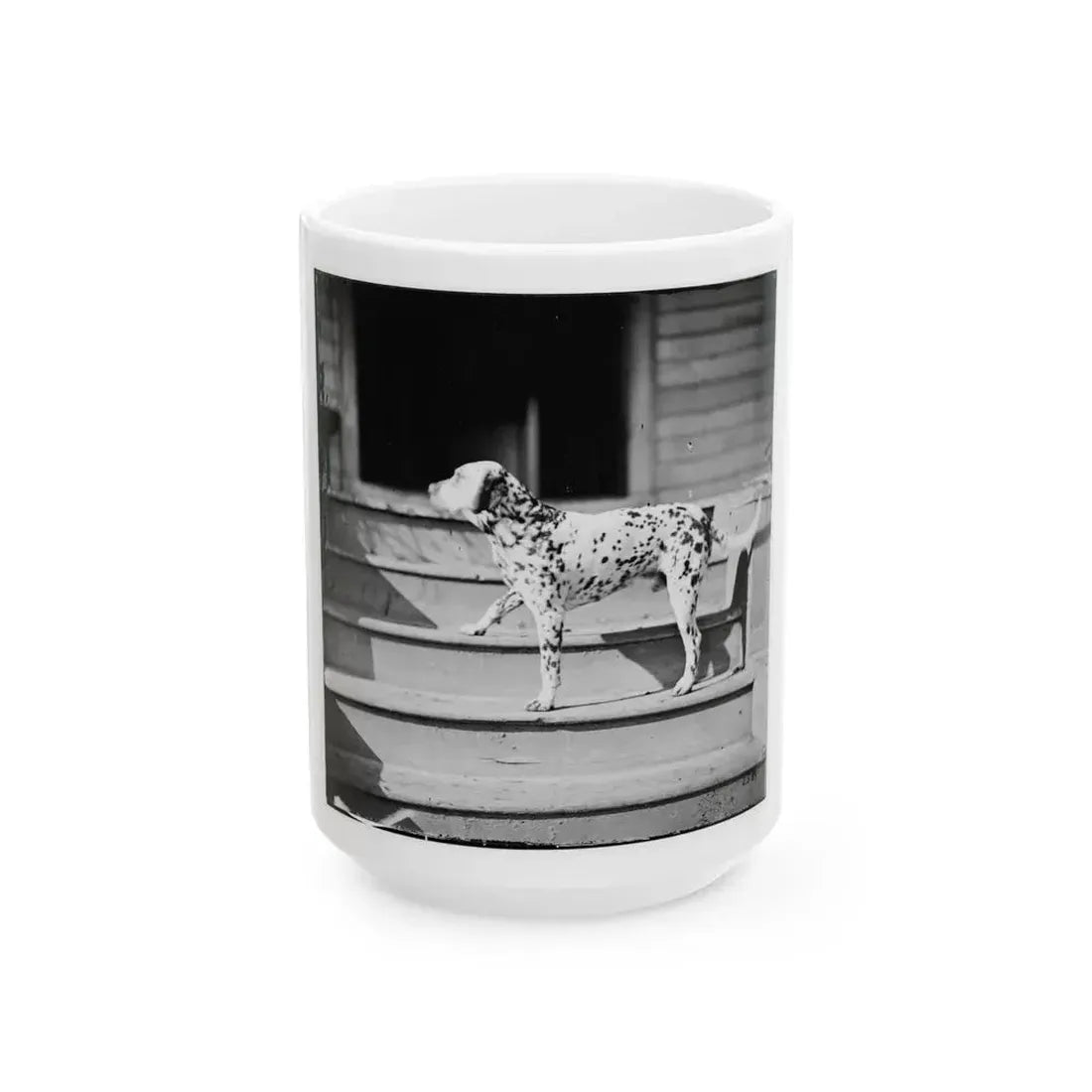 City Point, Virginia. General Rufus Ingall's Coach Dog (U.S. Civil War) White Coffee Mug 15oz - Go Mug Yourself