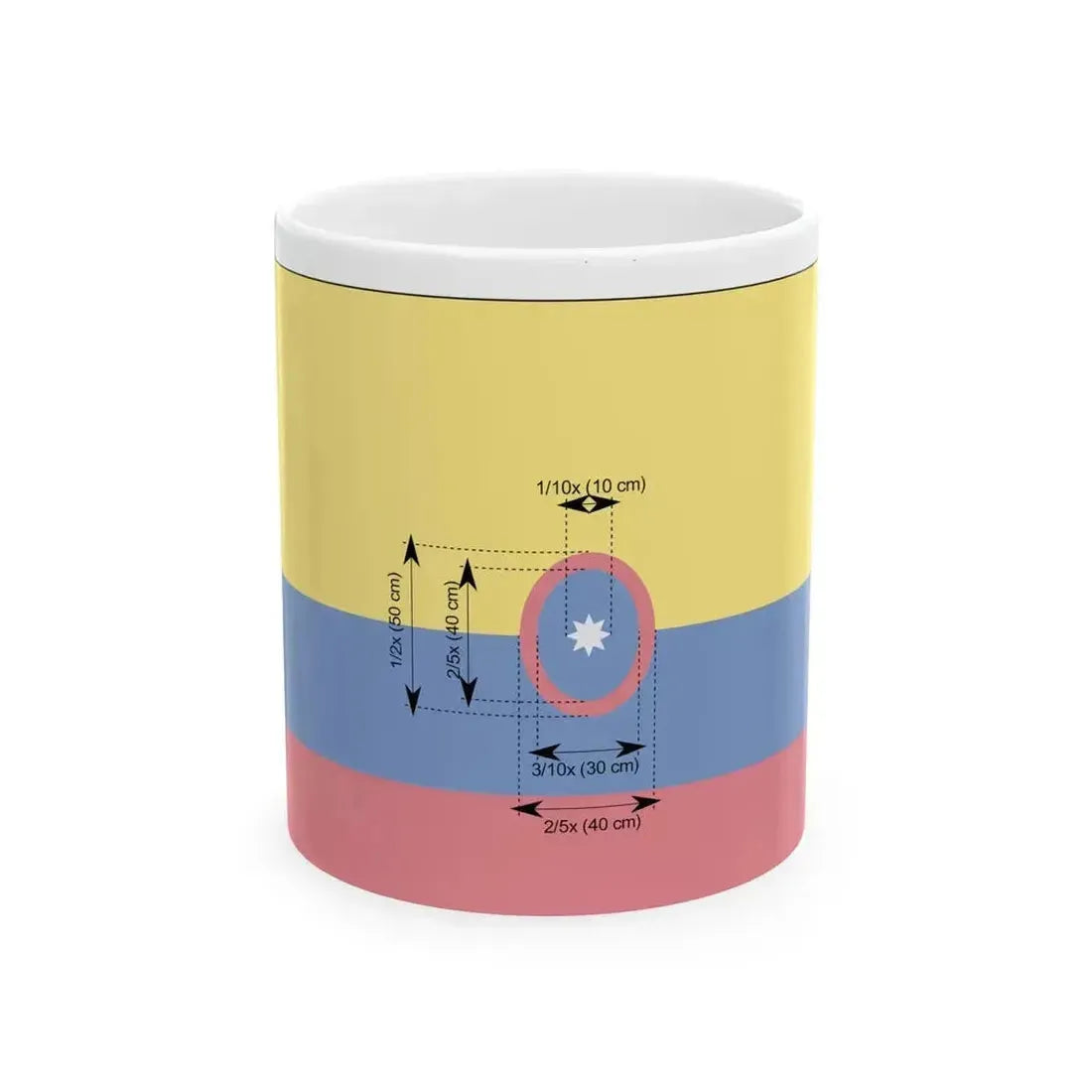 Civil flag of Colombia construction sheet (Colombia) White Coffee Mug 11oz - Go Mug Yourself