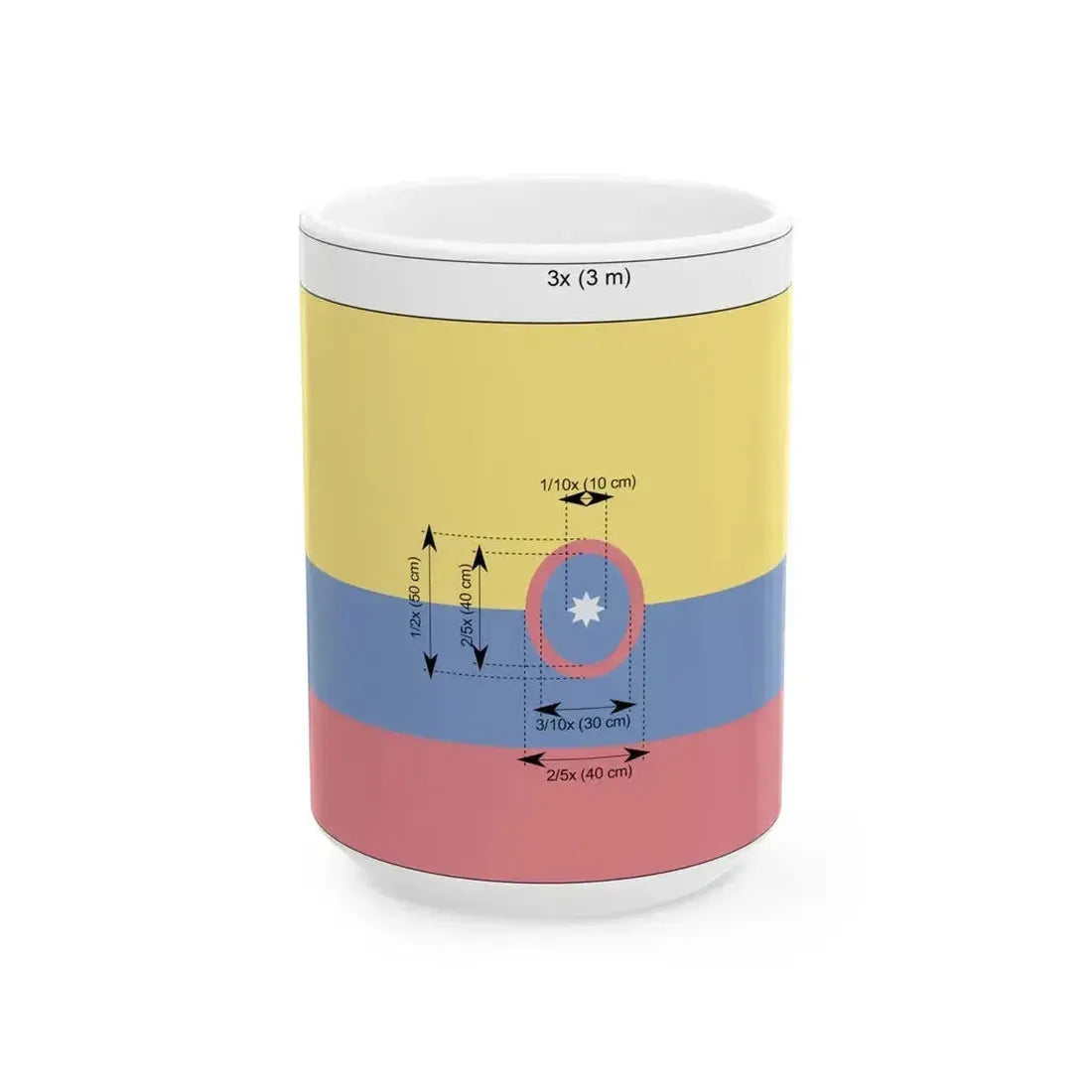 Civil flag of Colombia construction sheet (Colombia) White Coffee Mug 15oz - Go Mug Yourself