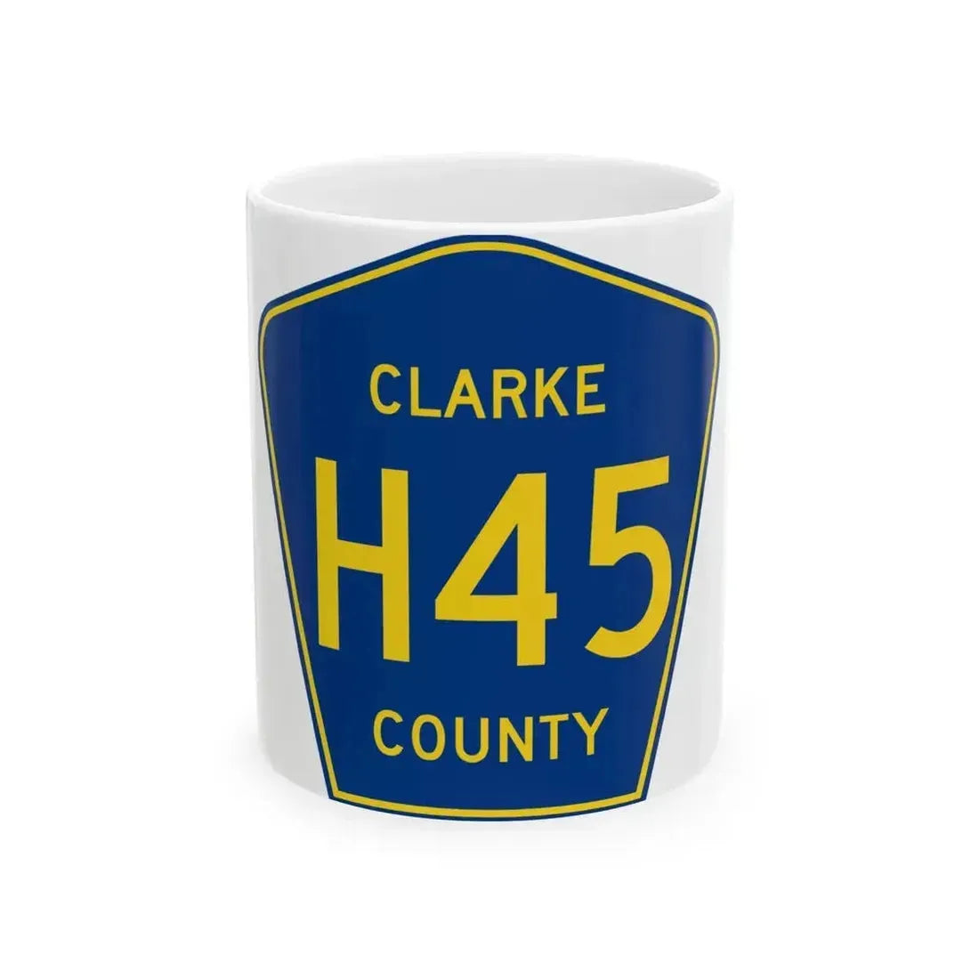 Clarke County Route H45 IA (Iowa) (Road Sign) White Coffee Mug 11oz - Go Mug Yourself