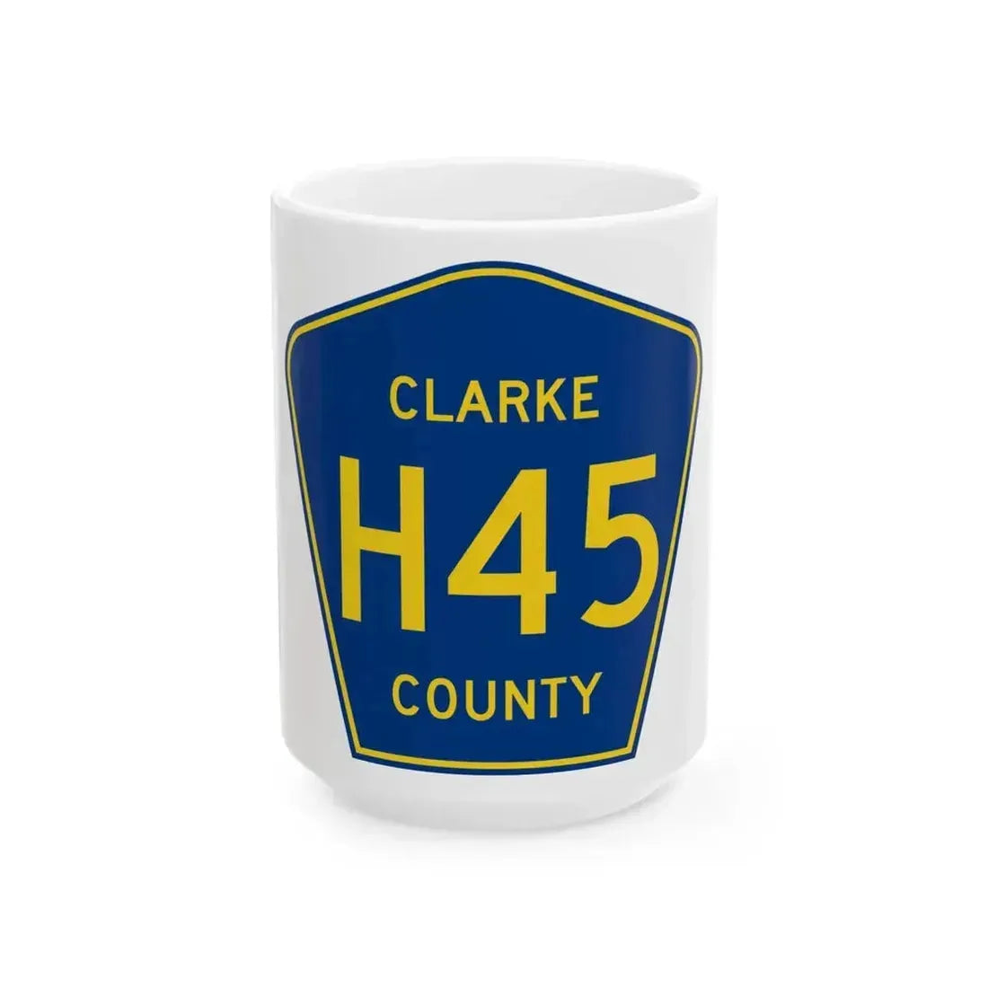 Clarke County Route H45 IA (Iowa) (Road Sign) White Coffee Mug 15oz - Go Mug Yourself