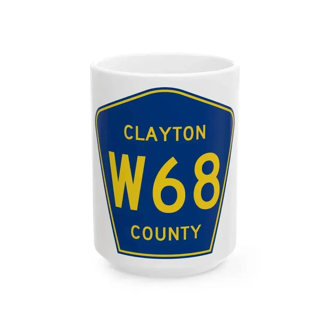Clayton County Route W68 IA (Iowa) (Road Sign) White Coffee Mug 15oz - Go Mug Yourself