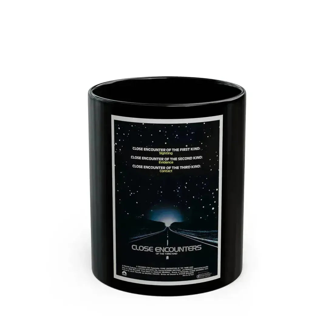 CLOSE ENCOUNTERS OF THE THIRD KIND (teaser) 1977 Movie Poster - Black Coffee Mug 11oz - Go Mug Yourself