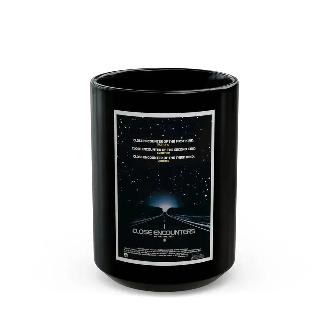 CLOSE ENCOUNTERS OF THE THIRD KIND (teaser) 1977 Movie Poster - Black Coffee Mug 15oz - Go Mug Yourself