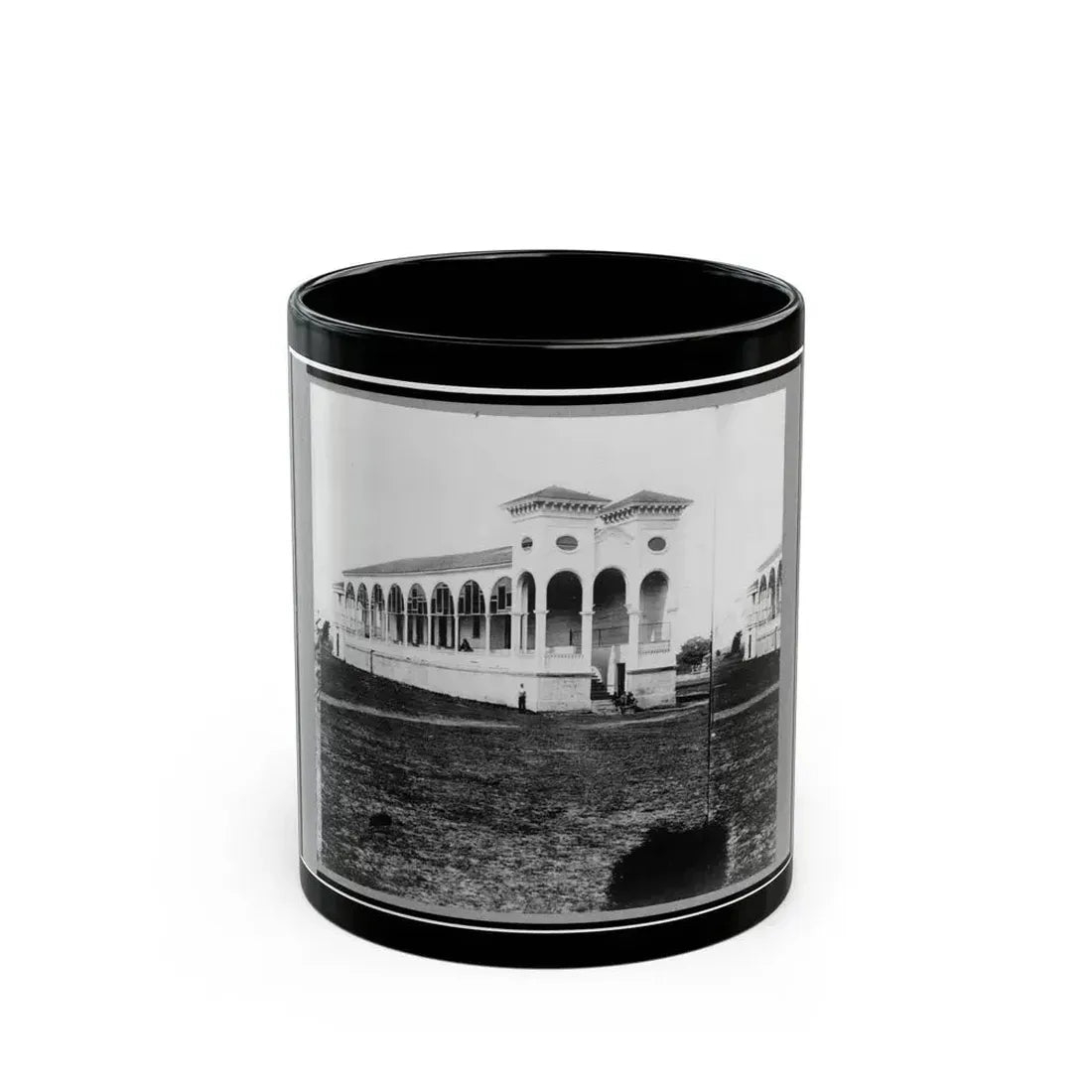 Club House Race Course, Where Federal Officers Were Confined, Charleston, S.C., April 1865 (U.S. Civil War) Black Coffee Mug 11oz - Go Mug Yourself