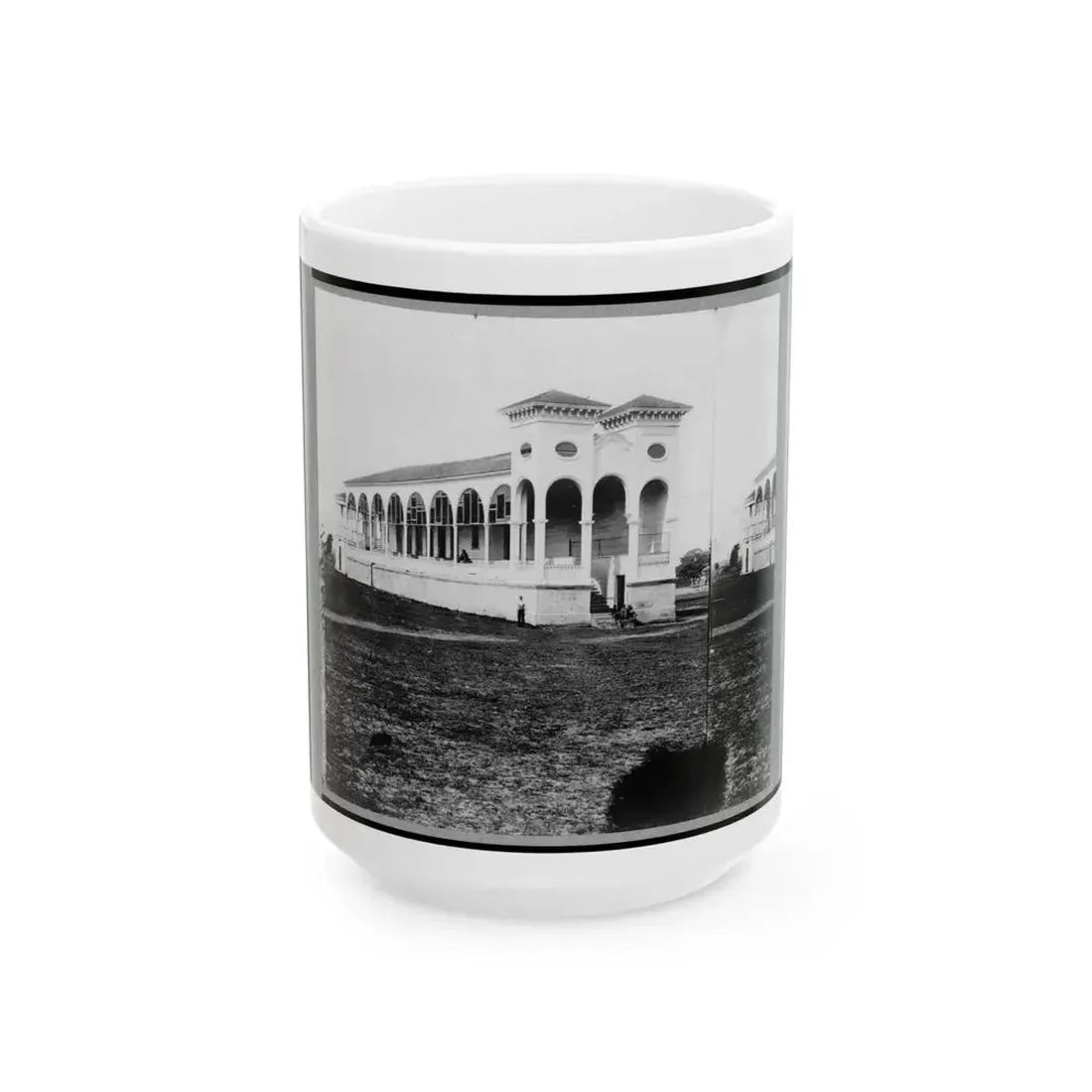 Club House Race Course, Where Federal Officers Were Confined, Charleston, S.C., April 1865 (U.S. Civil War) White Coffee Mug 15oz - Go Mug Yourself