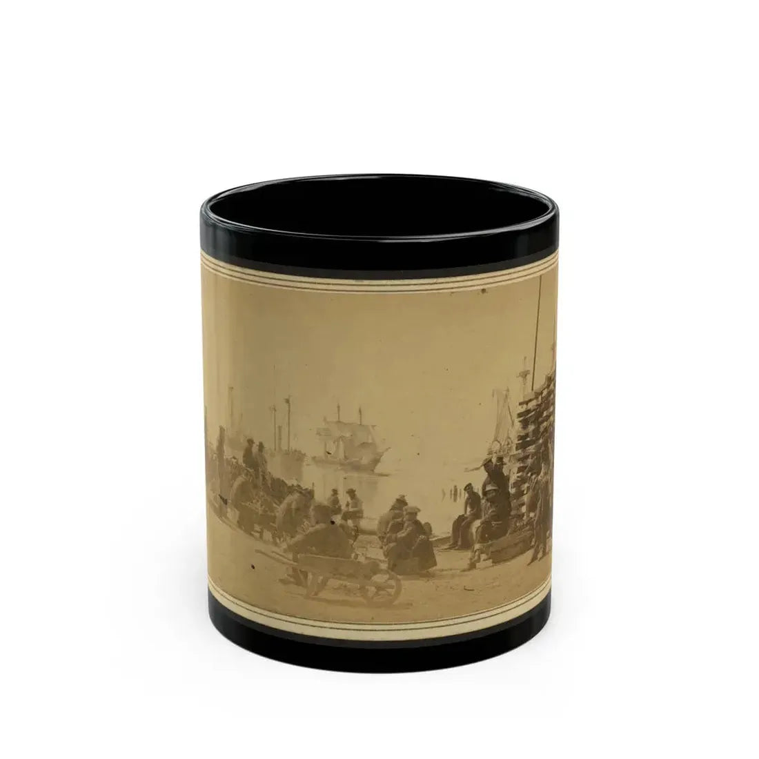 Coaling Admiral Farragut's Fleet At Baton Rouge, Louisiana (U.S. Civil War) Black Coffee Mug 11oz - Go Mug Yourself