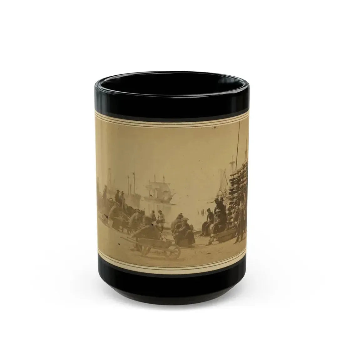 Coaling Admiral Farragut's Fleet At Baton Rouge, Louisiana (U.S. Civil War) Black Coffee Mug 15oz - Go Mug Yourself