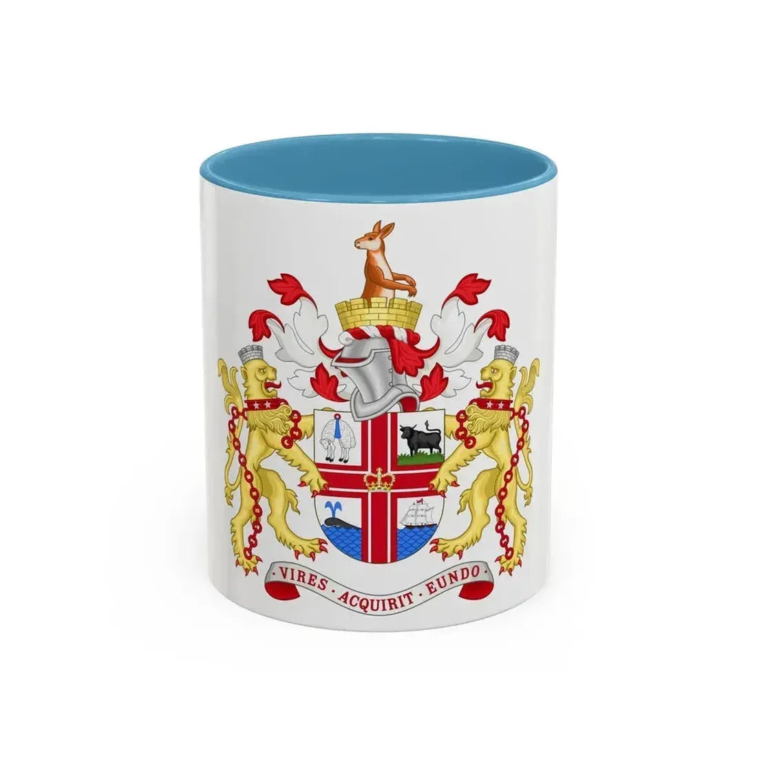 Coat of Arms Melbourne Australia - Accent Coffee Mug 11oz Light Blue - Go Mug Yourself