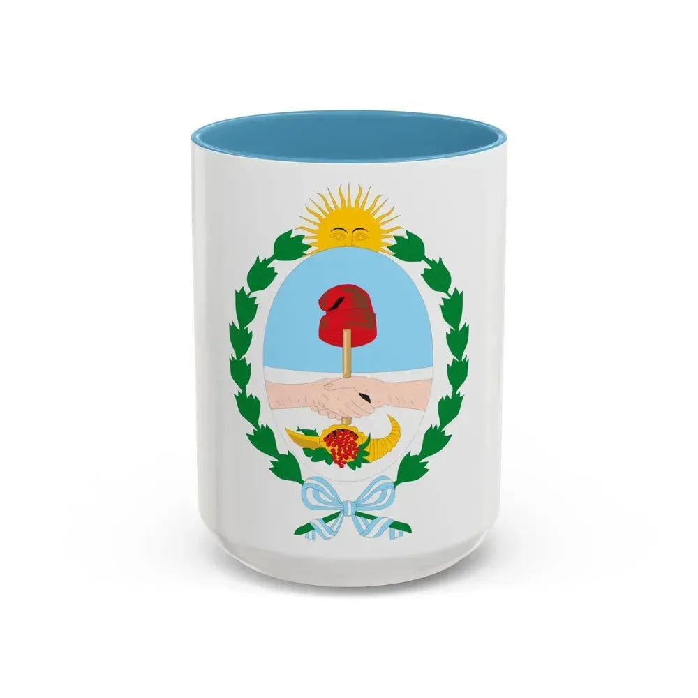 Coat of Arms Mendoza Argentina - Accent Coffee Mug 15oz Light Blue - Go Mug Yourself