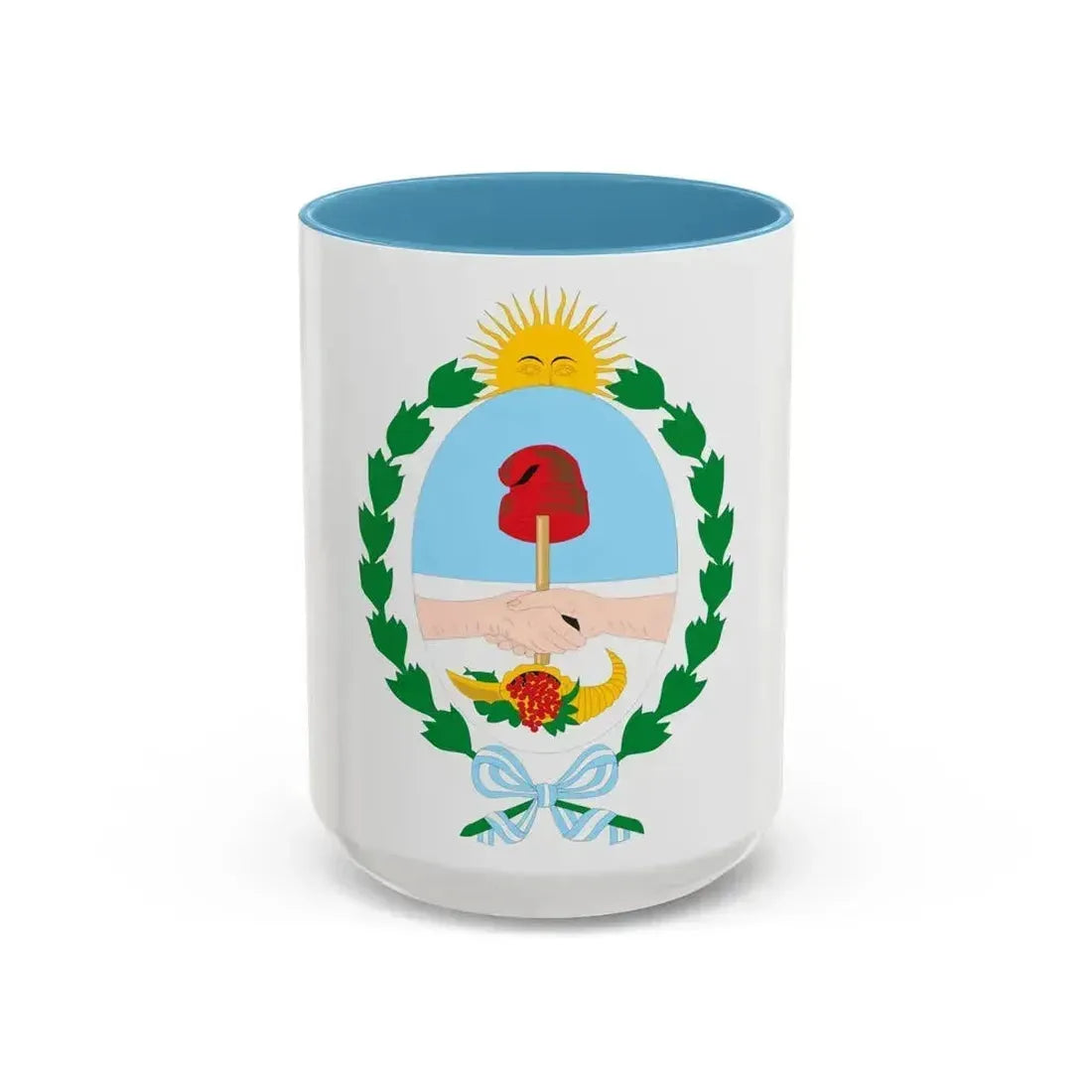Coat of Arms Mendoza Argentina - Accent Coffee Mug 15oz Light Blue - Go Mug Yourself
