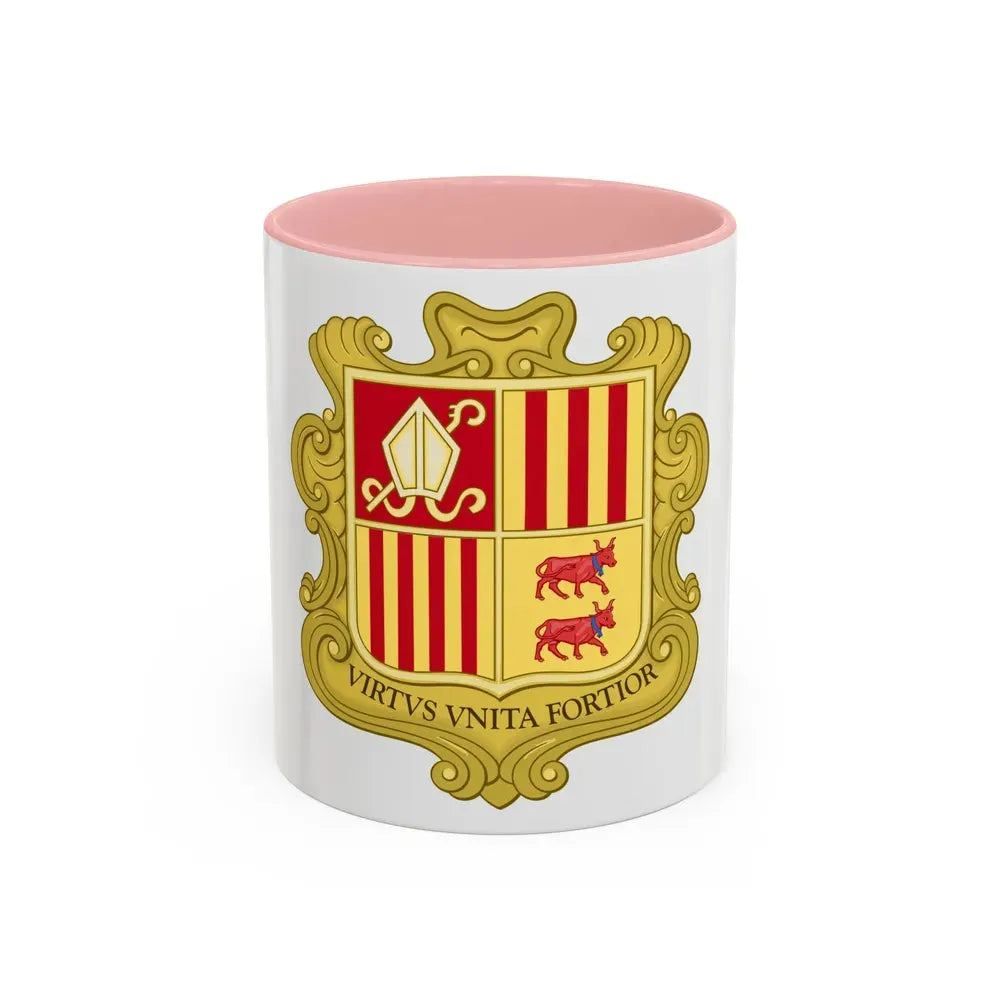 Coat of arms of Andorra (1580) - Accent Coffee Mug 11oz Pink - Go Mug Yourself