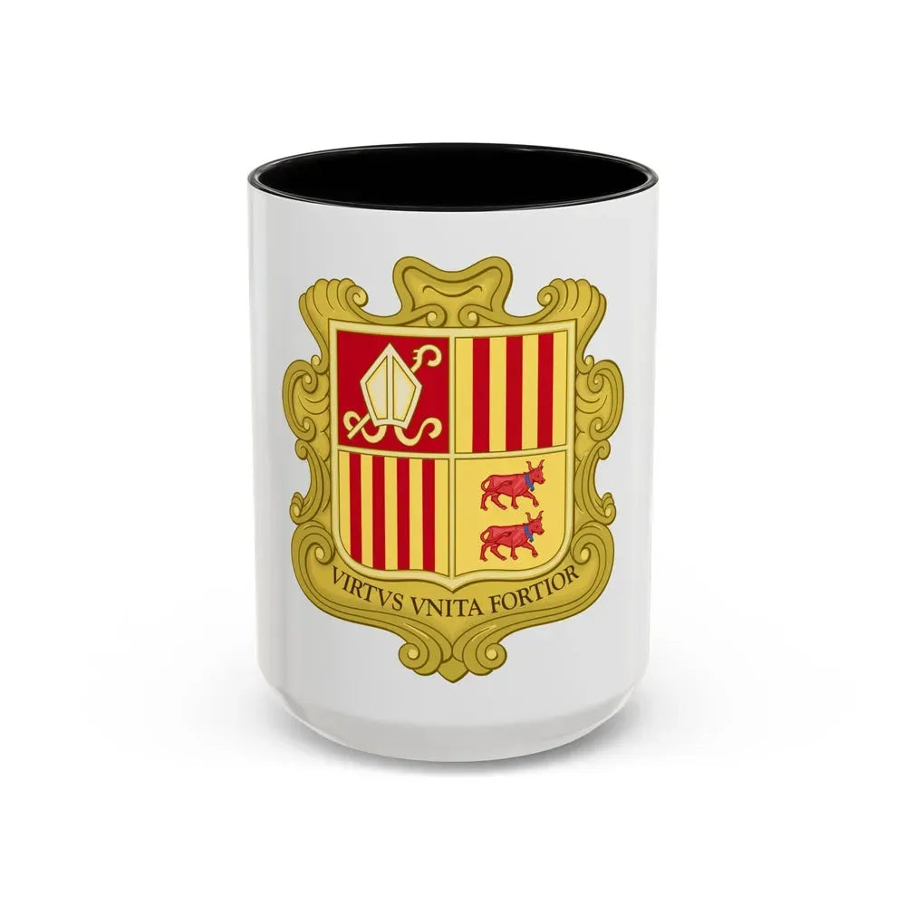 Coat of arms of Andorra (1580) - Accent Coffee Mug 15oz Black - Go Mug Yourself