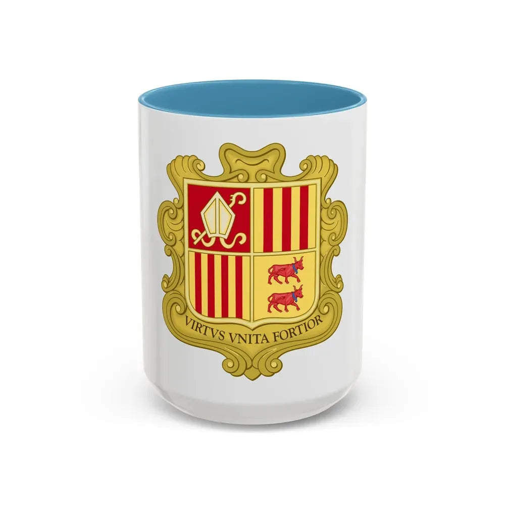 Coat of arms of Andorra (1580) - Accent Coffee Mug 15oz Light Blue - Go Mug Yourself