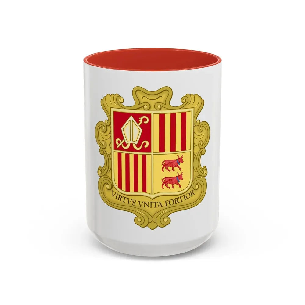 Coat of arms of Andorra (1580) - Accent Coffee Mug 15oz Red - Go Mug Yourself