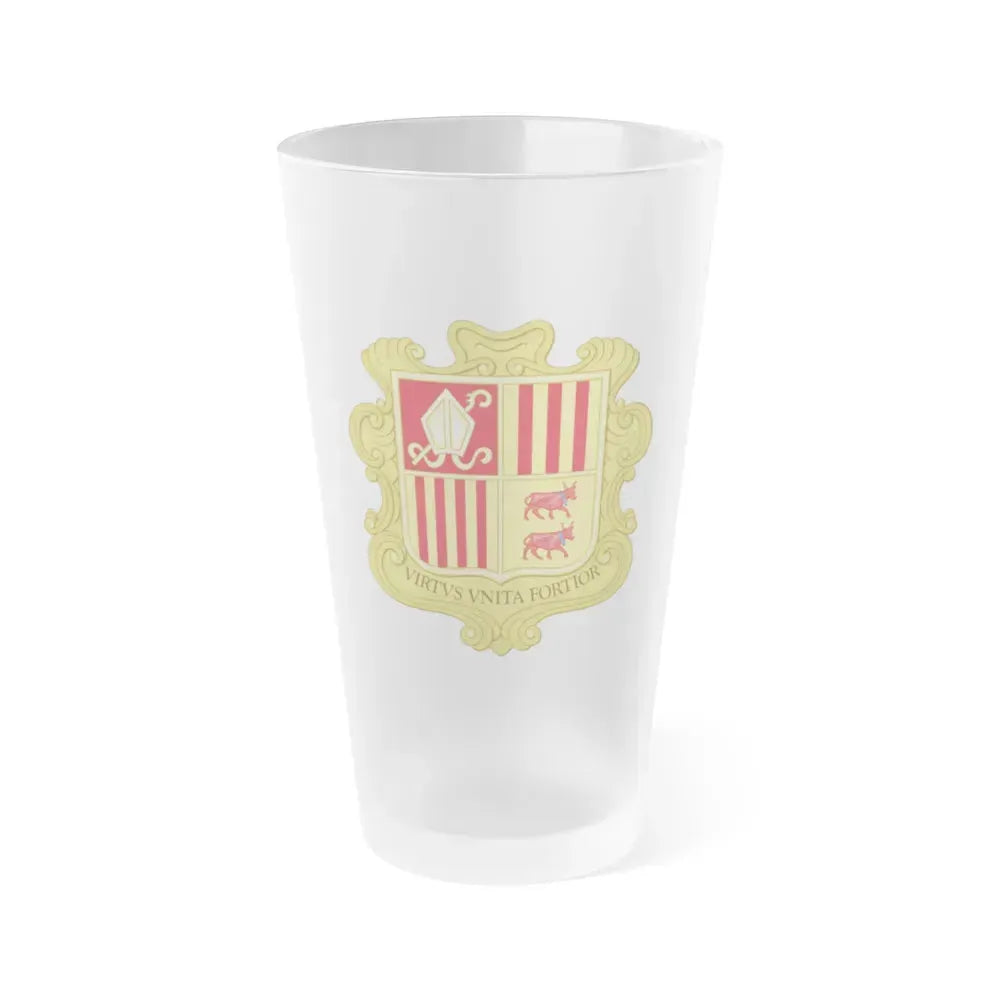 Coat of arms of Andorra (1580) - Frosted Pint Glass 16oz 16oz Frosted - Go Mug Yourself