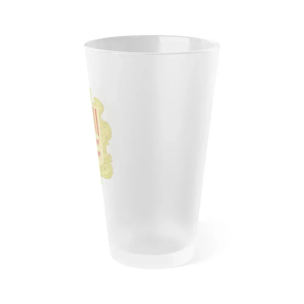 Coat of arms of Andorra (1580) - Frosted Pint Glass 16oz - Go Mug Yourself