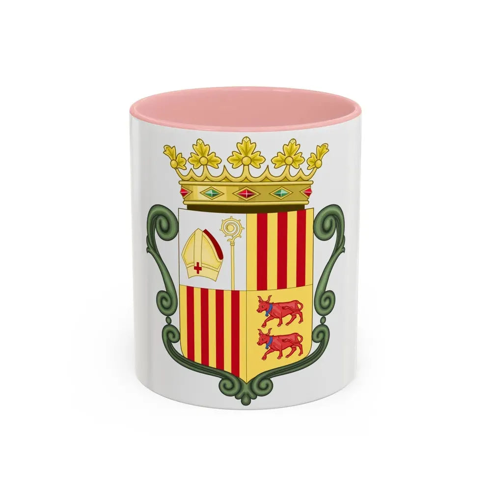 Coat of arms of Andorra (1800-1949) - Accent Coffee Mug 11oz Pink - Go Mug Yourself
