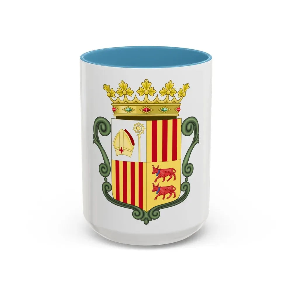 Coat of arms of Andorra (1800-1949) - Accent Coffee Mug 15oz Light Blue - Go Mug Yourself