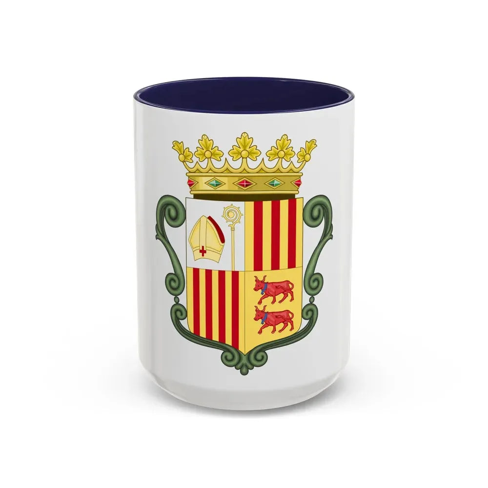 Coat of arms of Andorra (1800-1949) - Accent Coffee Mug 15oz Navy - Go Mug Yourself