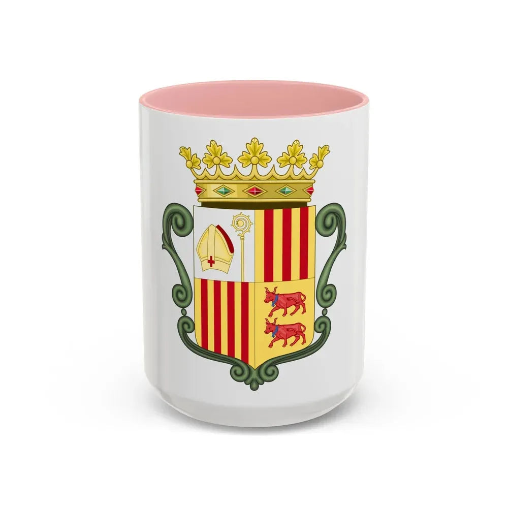 Coat of arms of Andorra (1800-1949) - Accent Coffee Mug 15oz Pink - Go Mug Yourself