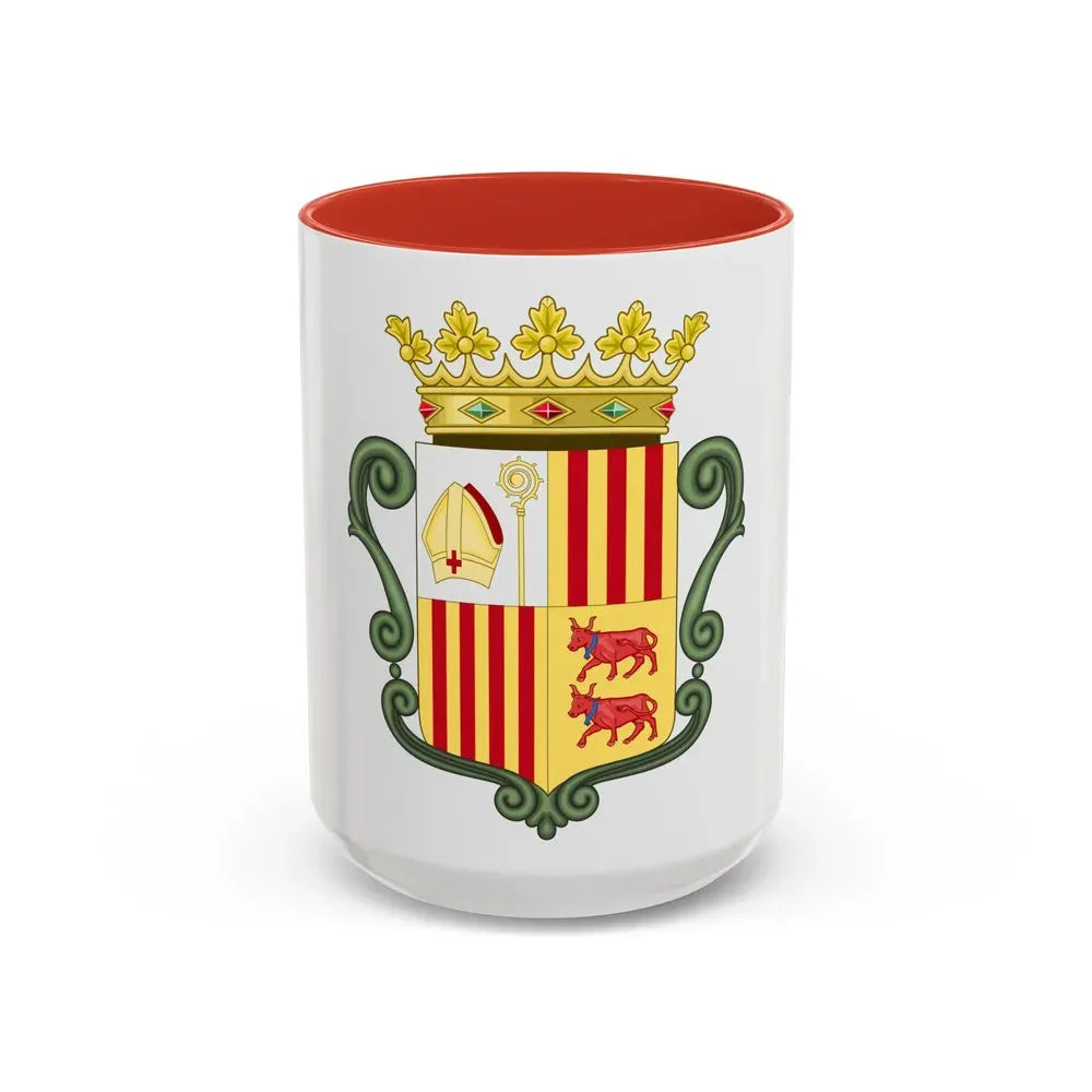Coat of arms of Andorra (1800-1949) - Accent Coffee Mug 15oz Red - Go Mug Yourself