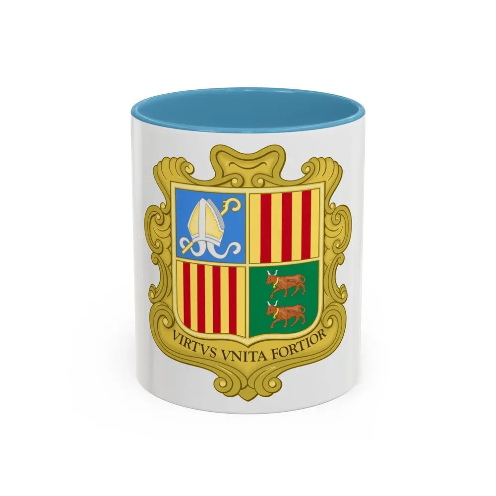 Coat of arms of Andorra (1949-1959) - Accent Coffee Mug 11oz Light Blue - Go Mug Yourself