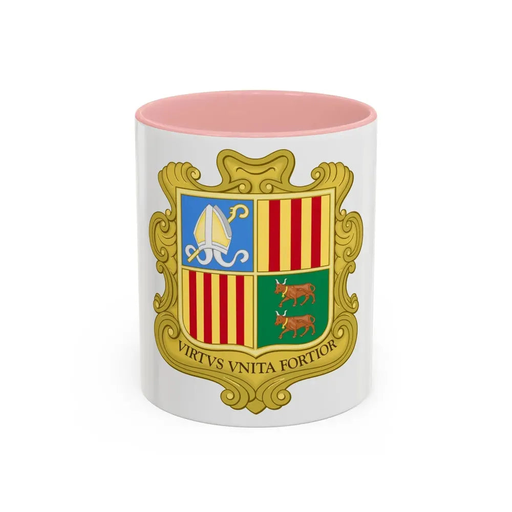 Coat of arms of Andorra (1949-1959) - Accent Coffee Mug 11oz Pink - Go Mug Yourself