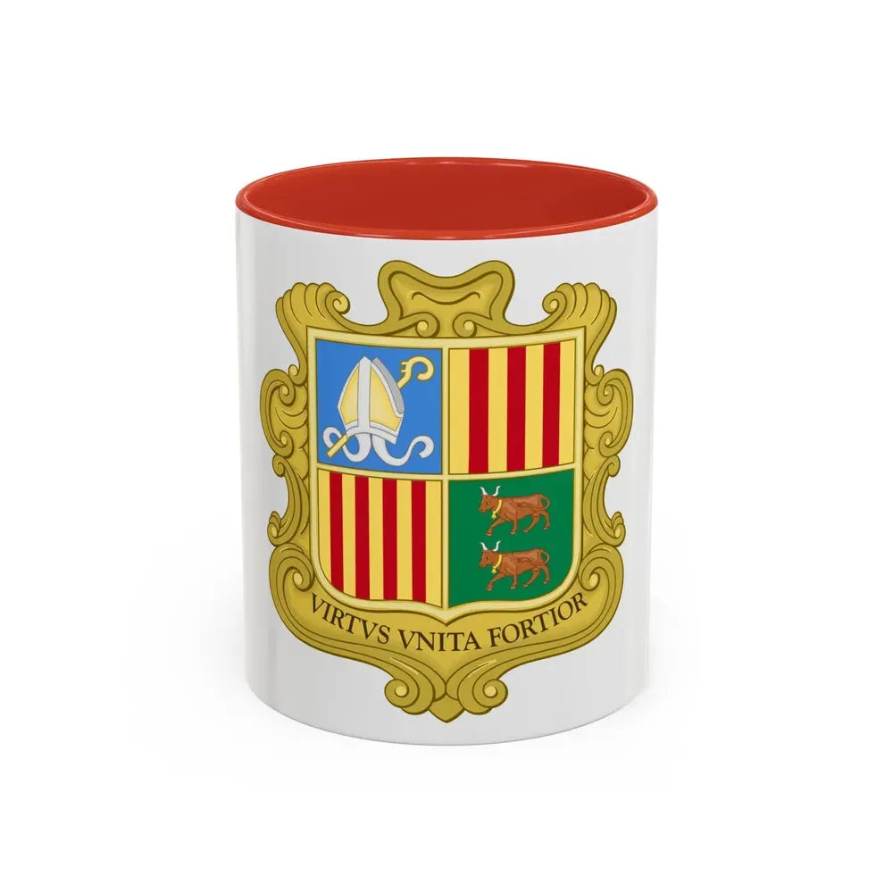 Coat of arms of Andorra (1949-1959) - Accent Coffee Mug 11oz Red - Go Mug Yourself