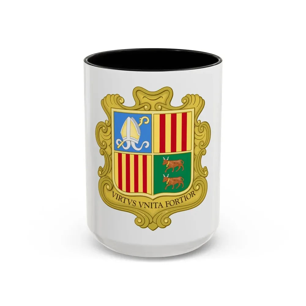 Coat of arms of Andorra (1949-1959) - Accent Coffee Mug 15oz Black - Go Mug Yourself