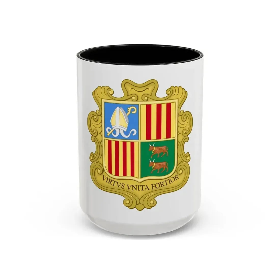 Coat of arms of Andorra (1949-1959) - Accent Coffee Mug 15oz Black - Go Mug Yourself