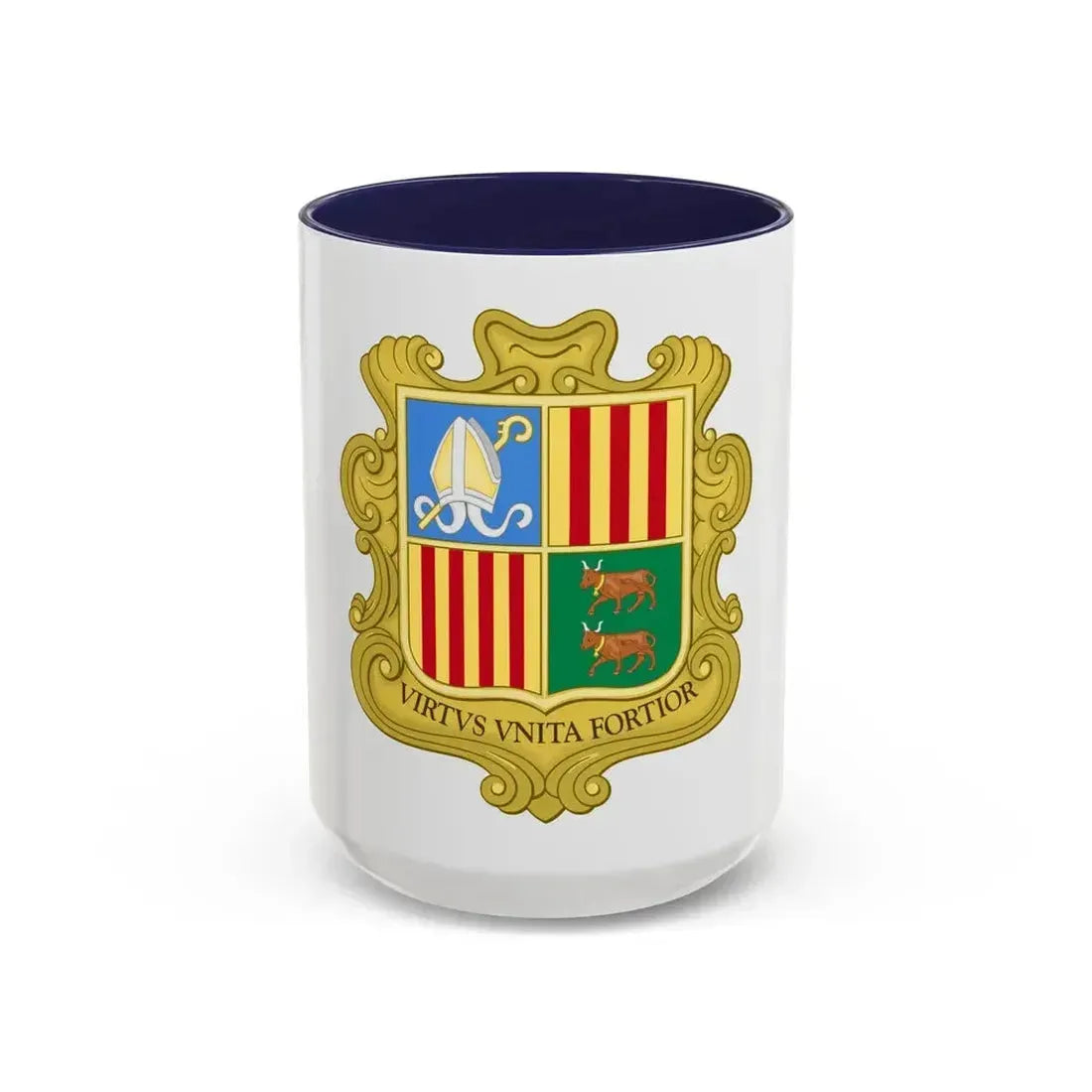 Coat of arms of Andorra (1949-1959) - Accent Coffee Mug 15oz Navy - Go Mug Yourself