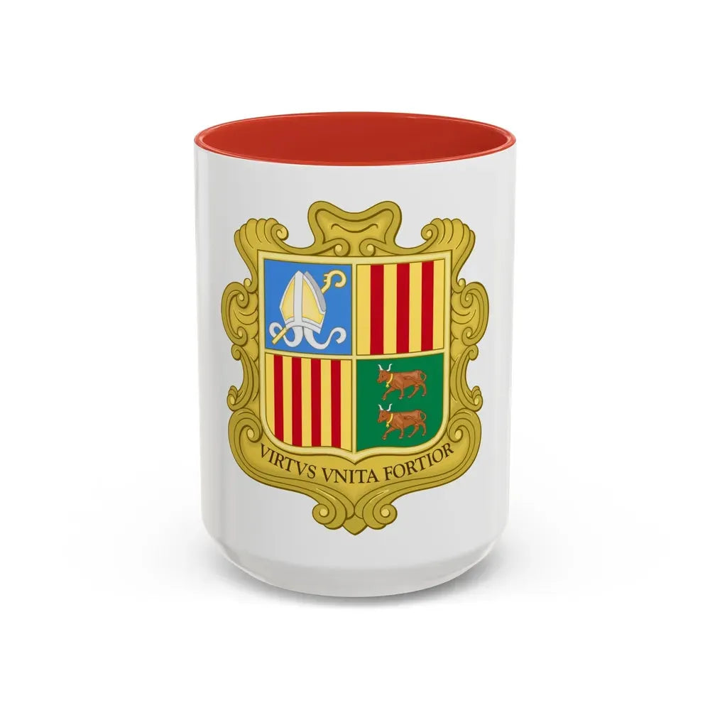 Coat of arms of Andorra (1949-1959) - Accent Coffee Mug 15oz Red - Go Mug Yourself