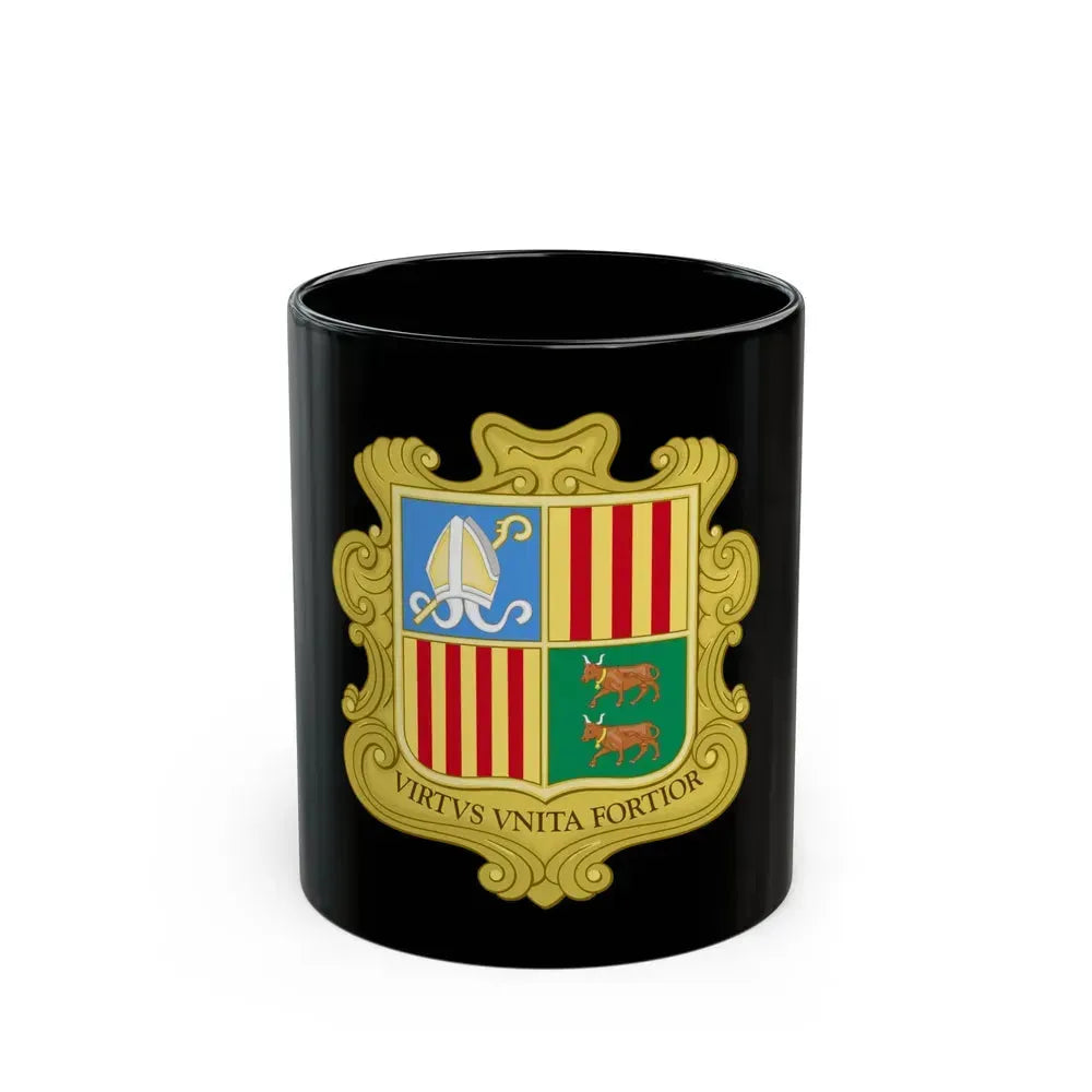Coat of arms of Andorra (1949-1959) - Black Coffee Mug 11oz - Go Mug Yourself
