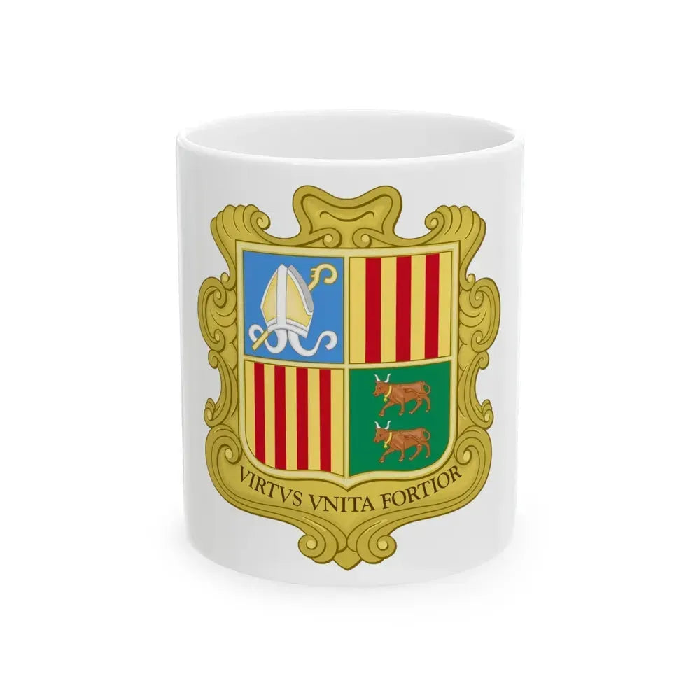 Coat of arms of Andorra (1949-1959) - White Coffee Mug 11oz - Go Mug Yourself