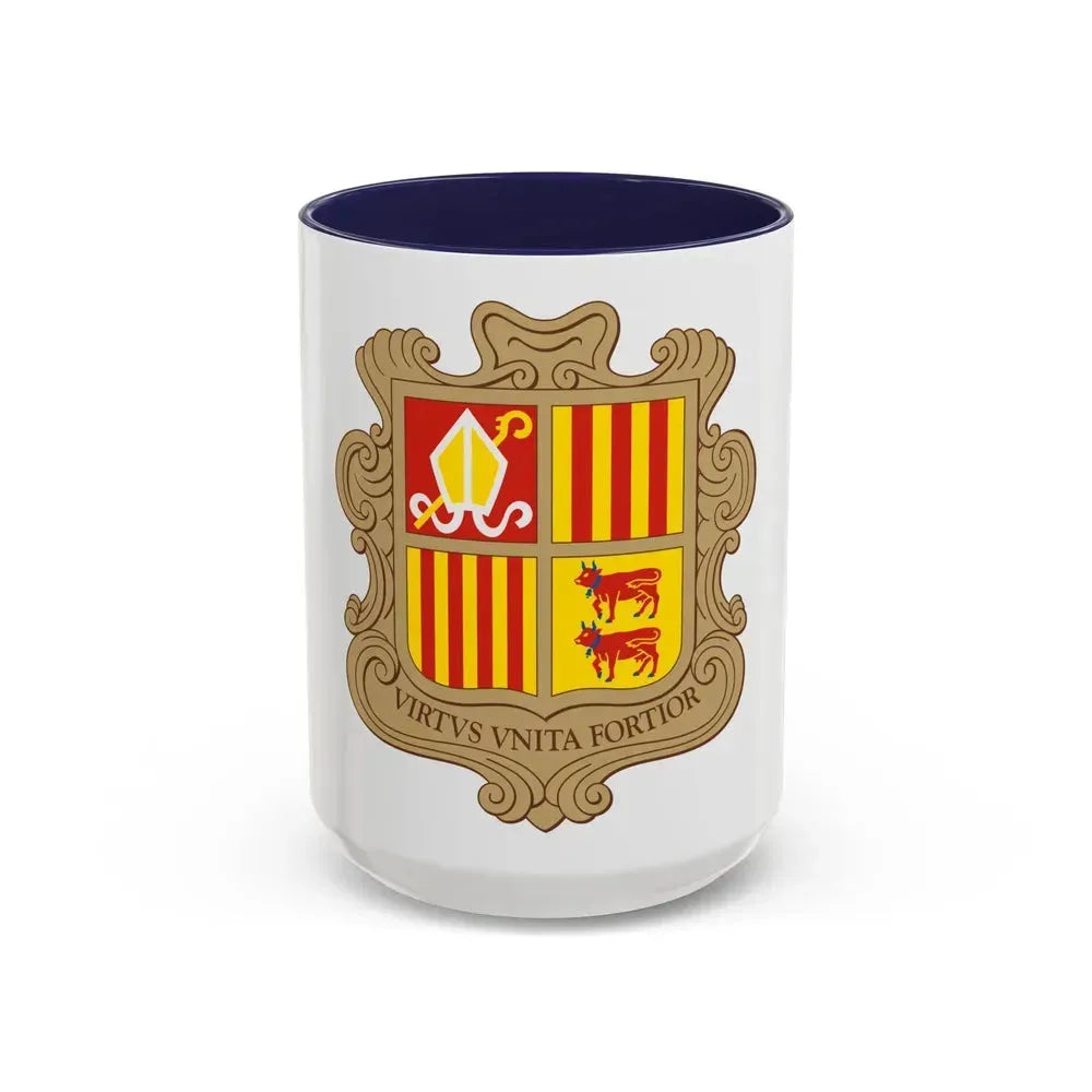 Coat of arms of Andorra - Accent Coffee Mug 15oz Navy - Go Mug Yourself