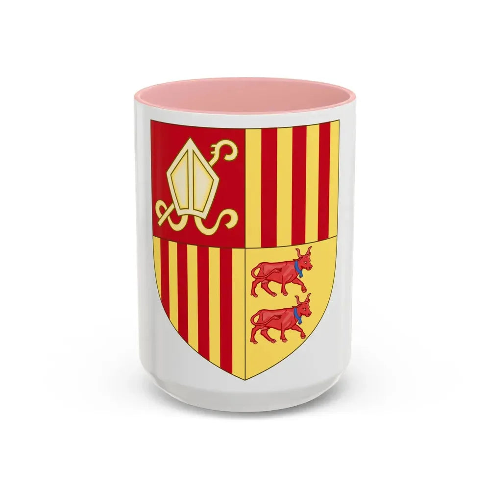 Coat of arms of Andorra (Before 16th Century) - Accent Coffee Mug 15oz Pink - Go Mug Yourself