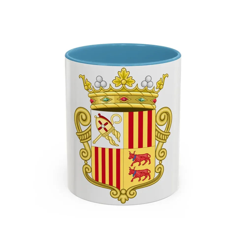 Coat of arms of Andorra - Flag Version (1931-1949) - Accent Coffee Mug 11oz Light Blue - Go Mug Yourself