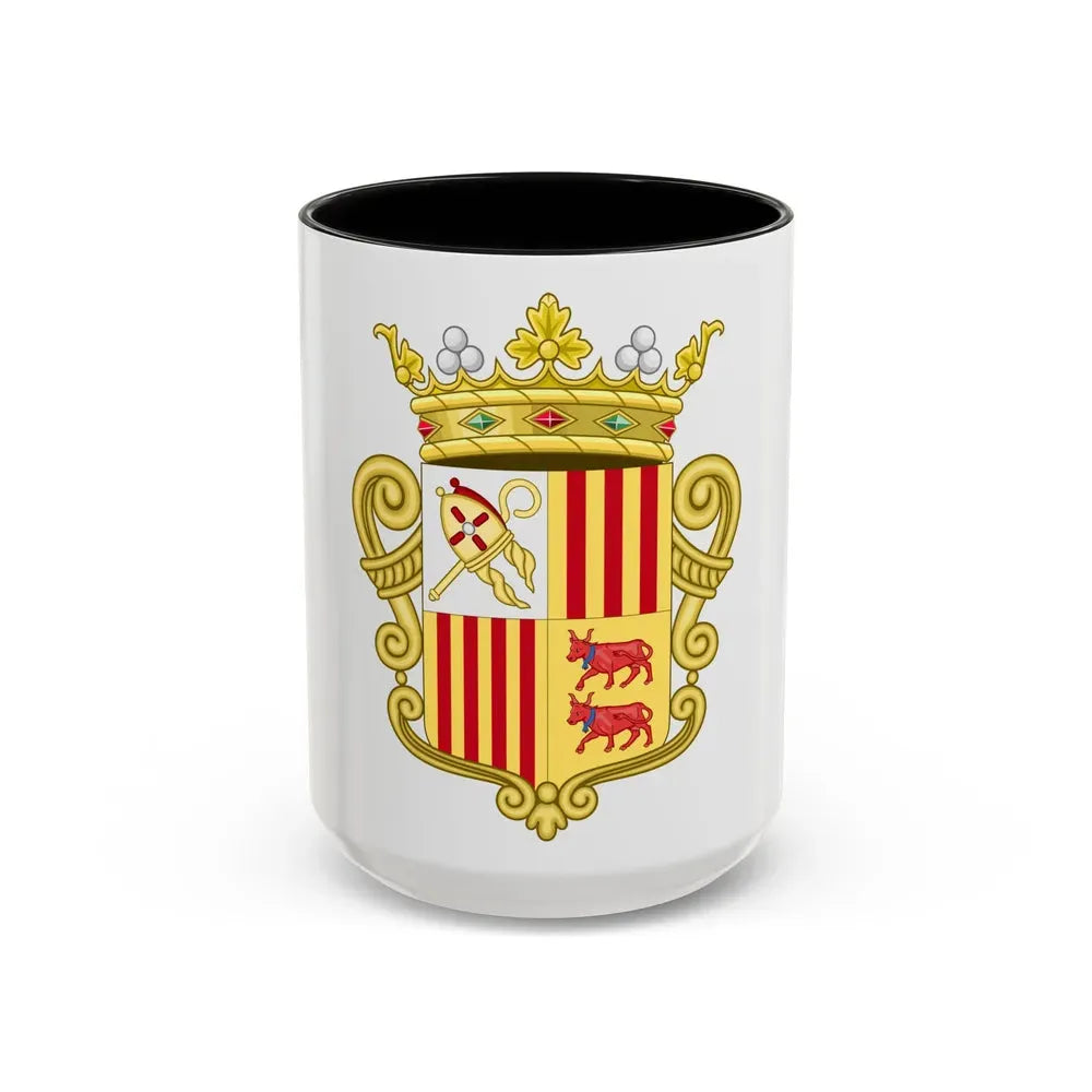 Coat of arms of Andorra - Flag Version (1931-1949) - Accent Coffee Mug 15oz Black - Go Mug Yourself