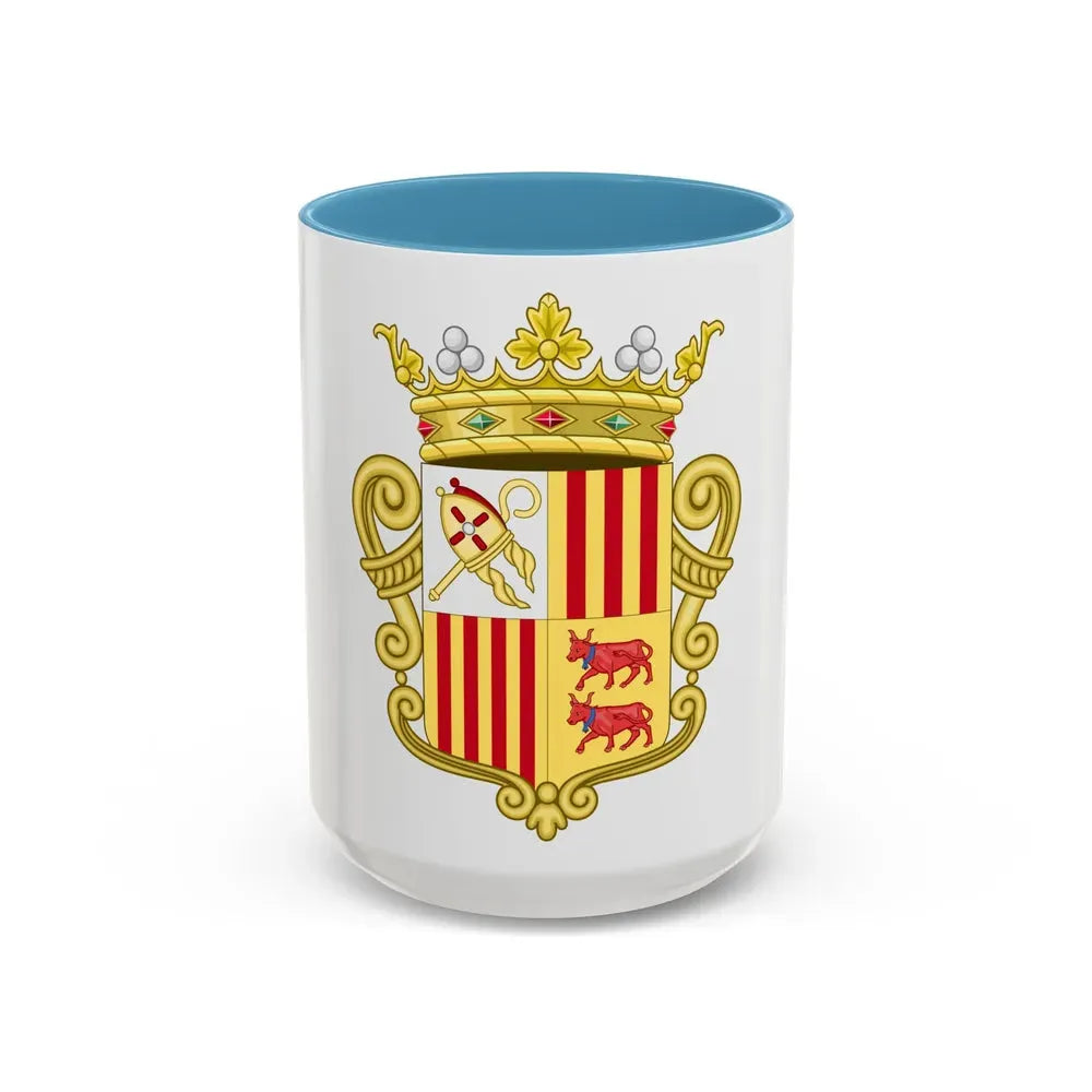 Coat of arms of Andorra - Flag Version (1931-1949) - Accent Coffee Mug 15oz Light Blue - Go Mug Yourself
